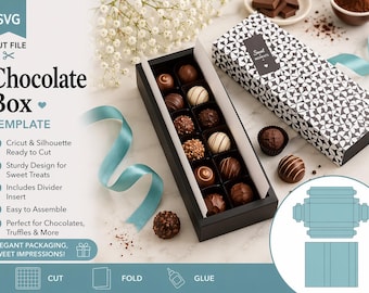 Elegant Chocolate Truffle Box SVG Template for Cricut & Silhouette | Sturdy DIY Gift Box with Divider Cut File | Instant Download
