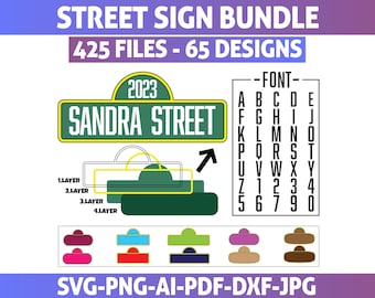 Street Sign SVG Bundle: Custom Layered Font Designs (Digital Download)