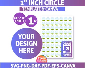 1 Inch Circle Template: Editable Stickers & Labels (SVG, PNG, PDF, Canva)