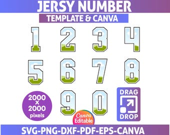 Jersey Number SVG Template: Varsity Font, Canva Photo Collage (Digital Download)