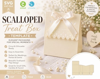 Scalloped Treat Box SVG | Wedding Favor Box Template | Elegant Gift Box Cricut Silhouette Cut File