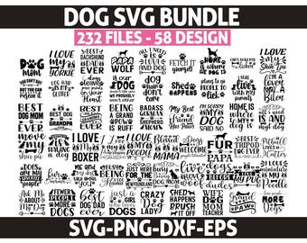 Dog SVG Bundle, Dog Mom SVG, Dog Dad Svg, 58 Dog Quote Designs, Pet Lover Svg, Cricut Dog Files, Funny Dog SVG Bundle, Cricut Svg Collection