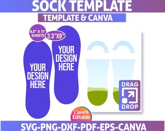 Sock Jig Editable Canva Template, Adult Sock Jig Template, Sock Jig Sublimation Template, Sock Jig Template Svg, Sock Insert Template, Png