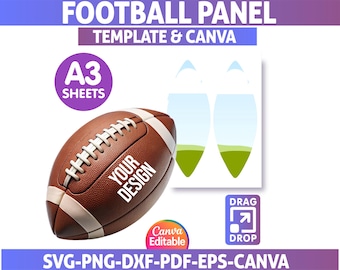 Custom Football Panel Template: Editable Canva SVG, Photo Ball Wrap