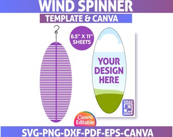 Modello di girandola ovale: design Canva modificabile, SVG, file tagliato al laser