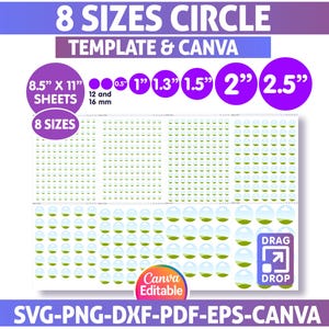 Circle Template Bundle, Circle Template Svg, Circle Sticker, Round Label Template, Multipurpose Labels Template, Canva Editable, Printable