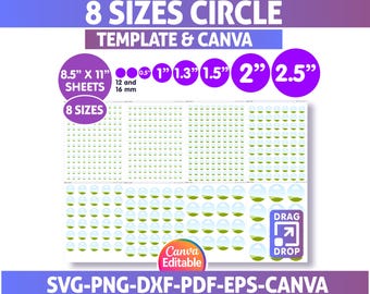 Kreisvorlage Bundle, Kreisvorlage svg, Kreisaufkleber, runde Etikettenvorlage, Mehrzwecketikettenvorlage, Canva bearbeitbar, druckbar