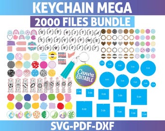 Keychain Template SVG Bundle: Circle & Rectangle, Canva Editable (Digital Download)