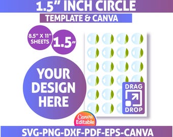 円形テンプレートバンドル、円形テンプレートSVG、ボタンピンテンプレートバンドル、編集可能なCANVAフレーム、Canva円形テンプレート、円形ステッカー
