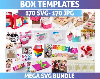 Mega Box Templates SVG Bundle, Gift Box Cut Files for Cricut and Silhouette