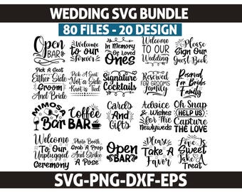 Wedding SVG Bundle, Wedding Sign Svg Bundle, Wedding Quotes Svg, Wedding Decor SVG, Wedding Reception Signs, Cricut Wedding Cut Files