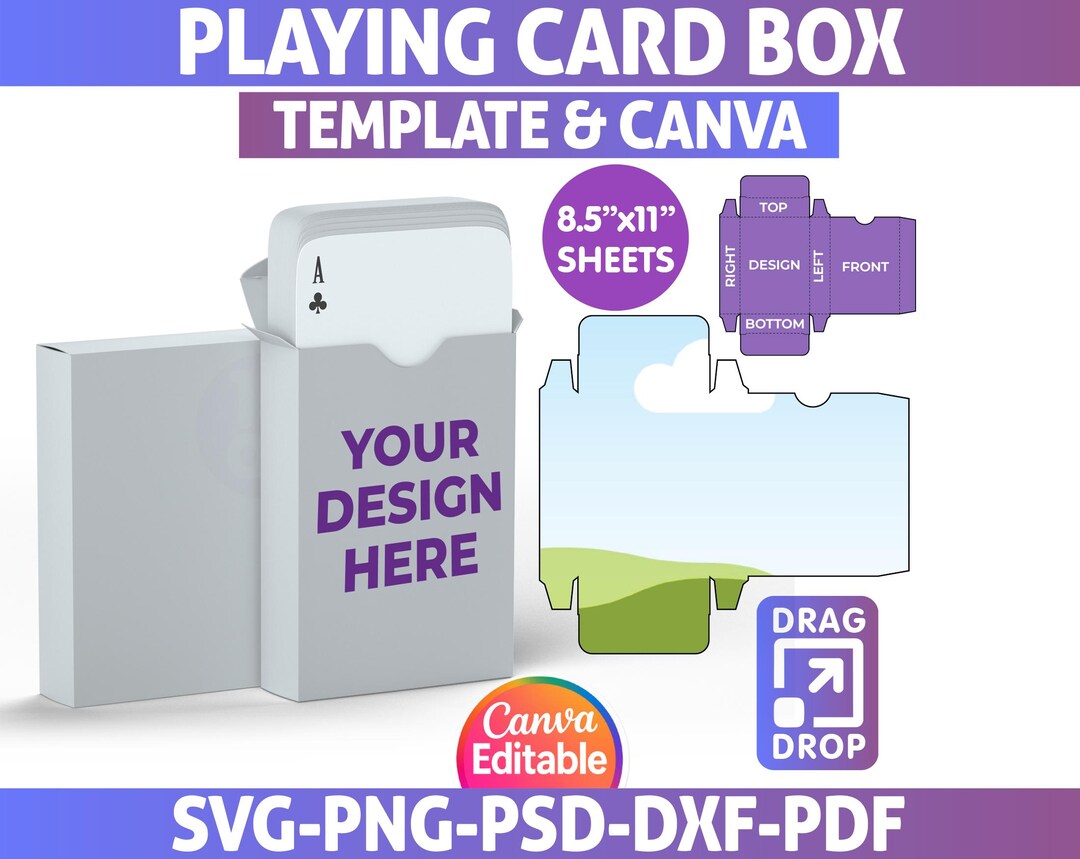Playing Card Box Template, Trading Card Box Template, Poker Card Box ...