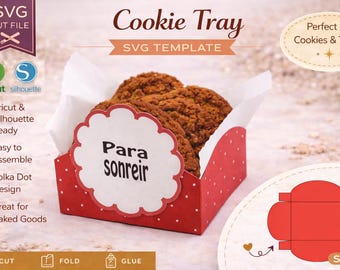 Cookie Tray SVG Template | Open Treat Holder SVG | Bakery Tray Favor | Dessert Holder Cricut File | Silhouette Cut File