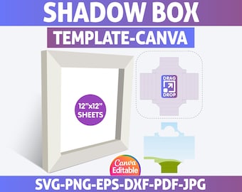 Szablon Shadow Box, Shadow Box SVG, Cricut Shadow Box, Square Shadow Box, Szablon Light Box, Szablon Shadow Box 3D, Ramka Shadow Box