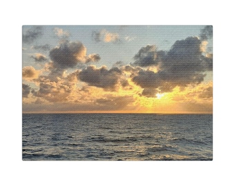 Ocean Sunrise Canvas Wall Art: Coastal Beach House Decor