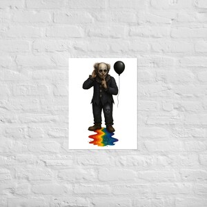 Veluto, El Silenciador del Circo - Póster de Arte Oscuro / Payaso con Boca Cosida y Globo Negro / Reflejo de Grito Silencioso