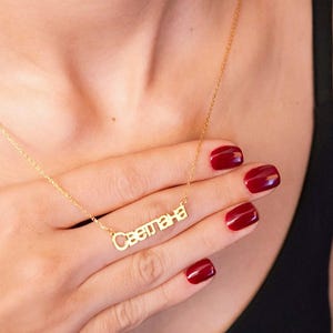 Personalized 14K Gold Plated Cyrillic Name Necklace, Custom Cyrillic Name Necklace, Cyrillic Font Necklace,Cyrillic Pendant Necklace For Her