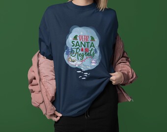 Sudadera "Querido Santa No Regrets" / Diseño de bola de nieve navideña