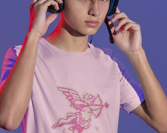 Camiseta de Cupido Querubín Rosa con Corazones / Camiseta "Te Amo"