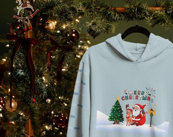 Sudadera con capucha de Papá Noel con árbol de Navidad / Sudadera navideña