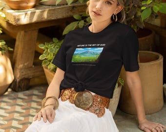 Camiseta con paisaje "La naturaleza es el arte de Dios" / camiseta con gráfico de prado de montaña