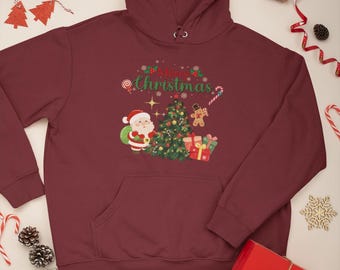 Sudadera con capucha de Papá Noel y árbol de Navidad / Regalos navideños para el árbol de Papá Noel