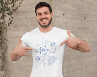 Camiseta con botón de encendido de placa de circuito / Camiseta gráfica de electrónica y tecnología