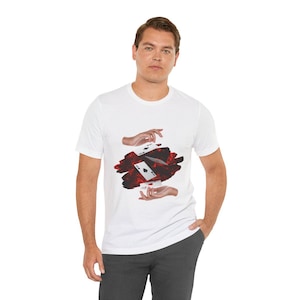 Camiseta unisex de moda muy elegante, camiseta de cartas Ace, ropa informal, domina la llama y domina las cartas