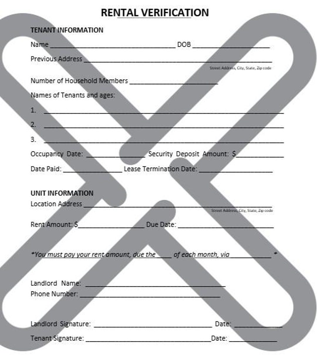 Rental Verification Form - Ebt/food Stamps Friendly - 100% Charitable ...