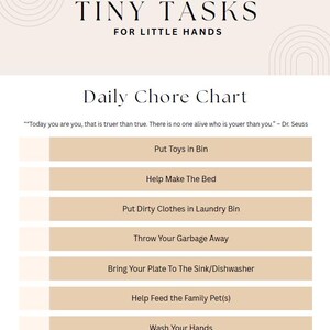 Tiny Tasks For Little Hands Chore Chart - Digital Download