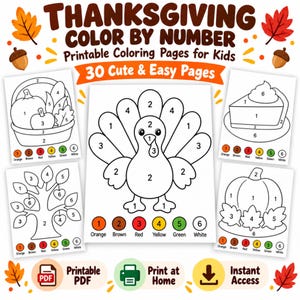 Thanksgiving Color by Number for Kids
