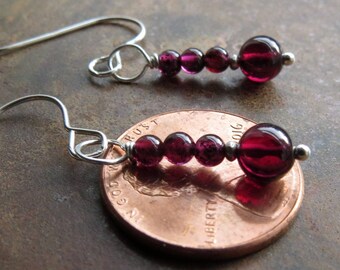 PRECIOUS. garnet earrings. January birthstone. Zodiac stones Pisces Aries Leo Scorpio. natural stones. leverbacks or hypoallergenic hooks.