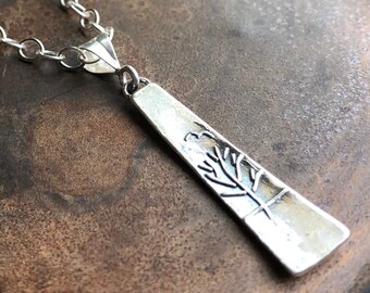 TREE BIRD. sterling silver chain necklace. seagull and tree pendant. lobster clasp.