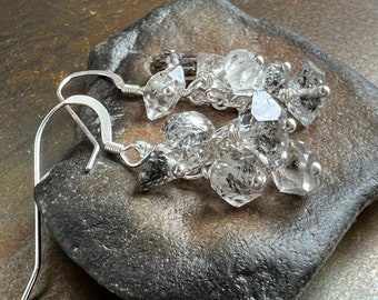 SPARKLE STYLE. Herkimer diamond earrings. sparkling cluster. optional leverbacks or hypoallergenic hooks. cluster earrings. lots of motion.