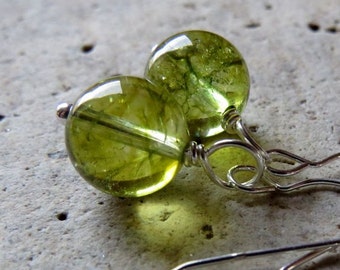 LIMELIGHT. peridot and sterling silver earrings. lime green. optional leverbacks or hypoallergenic hooks