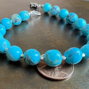 SOFT MATRIX. Kingman turquoise bracelet. natural blue color. Thai Hill Tribe silver. Sundance style. southwest bracelet. lobster clasp.