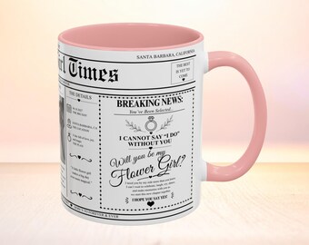 Taza personalizada para pedirle a la niña de las flores que sea su niña de las flores. Regalo para la niña de las flores. ¿Quieres ser mi niña de las flores? Recuerdo de la propuesta de boda. Regalo para la fiesta nupcial. Regalo para la despedida de soltera.