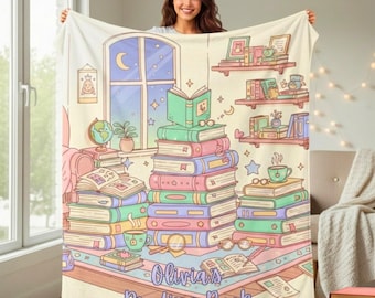 Coperta da lettura personalizzata BookTok, colore pastello, regalo per amanti dei libri, ideale per angoli lettura, regalo per ragazze appassionate di libri, regalo per topi di biblioteca, regalo per booktoker, regalo per lettori