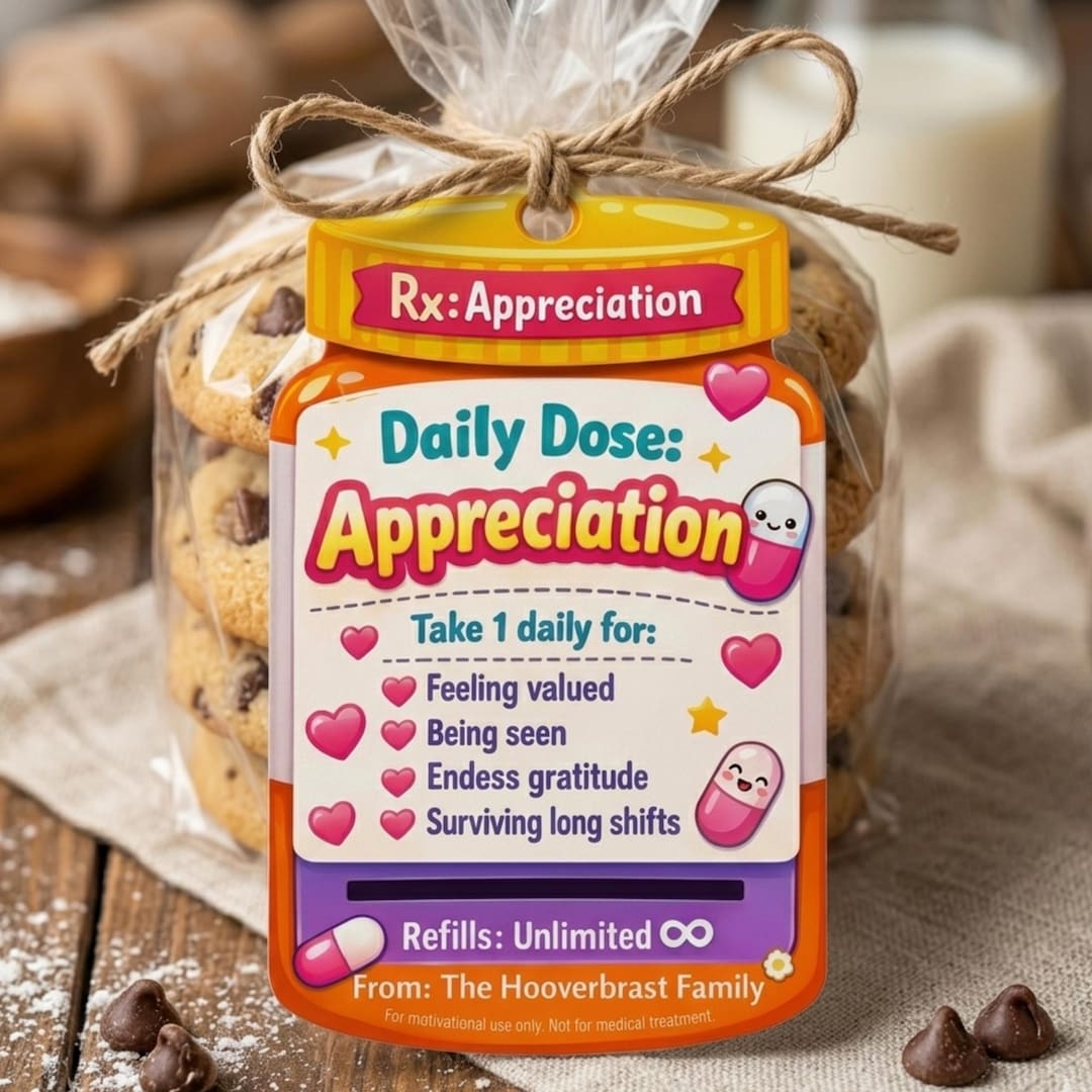 Notebook Tag Health Healthcare Worker Appreciation Gift Tag Printable Editable Doctor Tag ...