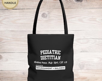 Personalized Pediatric Dietitian Tote Bag Dietitian Gift RD Gift Appreciation Gift Graduation Gift Nutritionist Team Gift Dietetics Gift