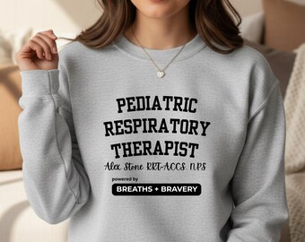 Gepersonaliseerde kinderrespiratoir therapeut Sweatshirt graduatiecadeau ademhalingstherapeut cadeau ademhalingstherapie cadeau RT cadeau BLK