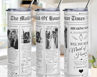 Vaso personalizado para propuesta de dama de honor Regalo para dama de honor ¿Quieres ser mi dama de honor? Regalo para propuesta de boda Regalo para despedida de soltera