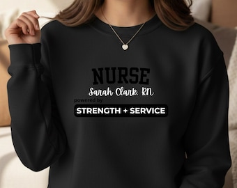 Sweatshirt gepersonaliseerde verpleegkundige voor gediplomeerde verpleegkundige waardering cadeau verpleegkundige afstudeercadeau voor toekomstige verpleegkundige week verpleegkundige geschenken RN Sweatshirt B