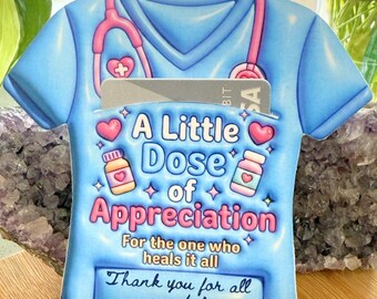 Portatarjetas de regalo personalizado para enfermeras de endocrinología, camisa quirúrgica imprimible, regalo de agradecimiento para enfermeras de endocrinología, regalo de agradecimiento para la Semana de la Enfermería, regalos de endocrinología