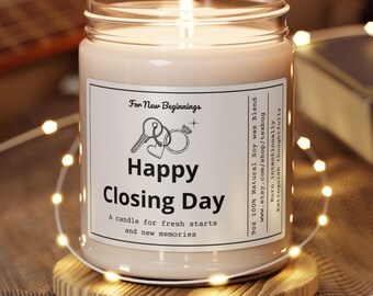 Happy Closing Day Candle HomeBuyer Gift Moving Away Gift Closing Gift Realtor Client Gift Housewarming Gift Congratulations Gift