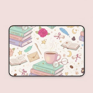 BookTok Schreibtischmatte für Buchliebhaber Schreibtischmatte für Leser Pastell Romance Bookish Mauspad BookLover Geschenk Studie Einrichtung für Buchliebhaber Bürogeschenk