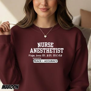 Personalized Nurse Anesthetist Sweatshirt CRNA Appreciation Gift Nurse Anesthetist Gift Graduation Gift Future Anesthetist Crewneck WHT