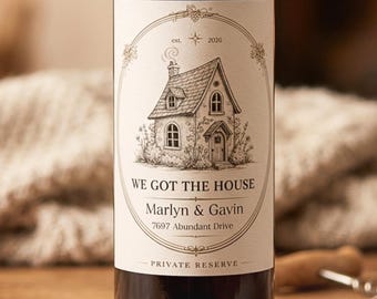 Regalo para cliente de agente hipotecario Etiqueta de vino personalizada Regalo de cierre Etiqueta de champán Regalo para comprador de vivienda Regalo para agente hipotecario Regalo para prestamista hipotecario