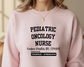 Sweat-shirt personnalisé d'infirmière en oncologie pédiatrique, cadeau de remise des diplômes, cadeau d'infirmière cancéreuse, cadeau d'appréciation, cadeau de la semaine de l'infirmière
