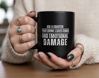 Funny Mug Therapist Humor Gift Counselor Gift Psychology Gift Emotional Damage Gift Mental Health Gift Coworker Gift Depression Gift BLK